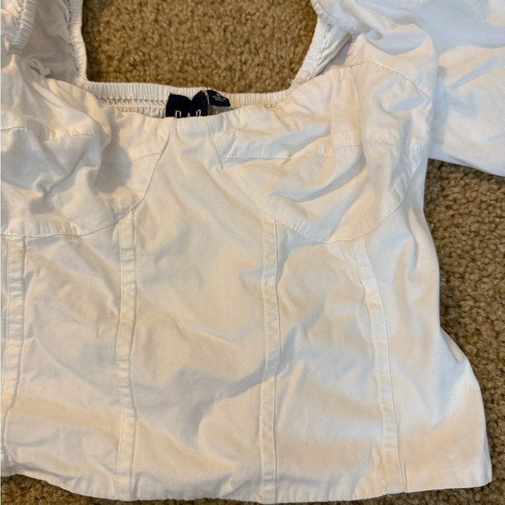 GAP White Puff-Sleeve Square-Neck Crop Top - Picture 4 of 8